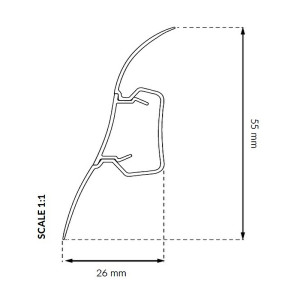 Плинтус ПВХ Arbiton LM55 Белый Мат, арт. 101, 2500x55x26